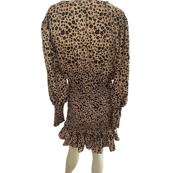 ASOS Design Leopard Mini Dress with Long Puff Sleeves - Picture 2 of 2